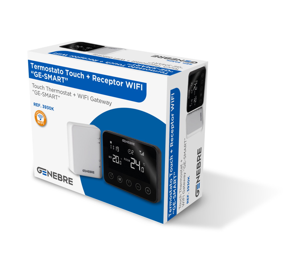 kit termostato inalambrico touch y receptor wifi calefaccion genebre 3930k