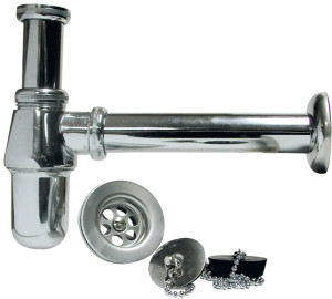 Sifón botella para lavabo extensible con válvula y tapón