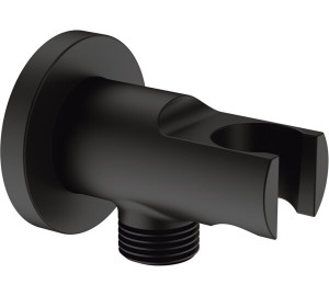 Soporte de ducha cilindrico con toma 1/2" Negro Accesorios y Recambios