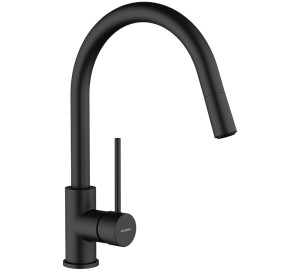 Grifo de cocina monomando caño extraible TAU Negro